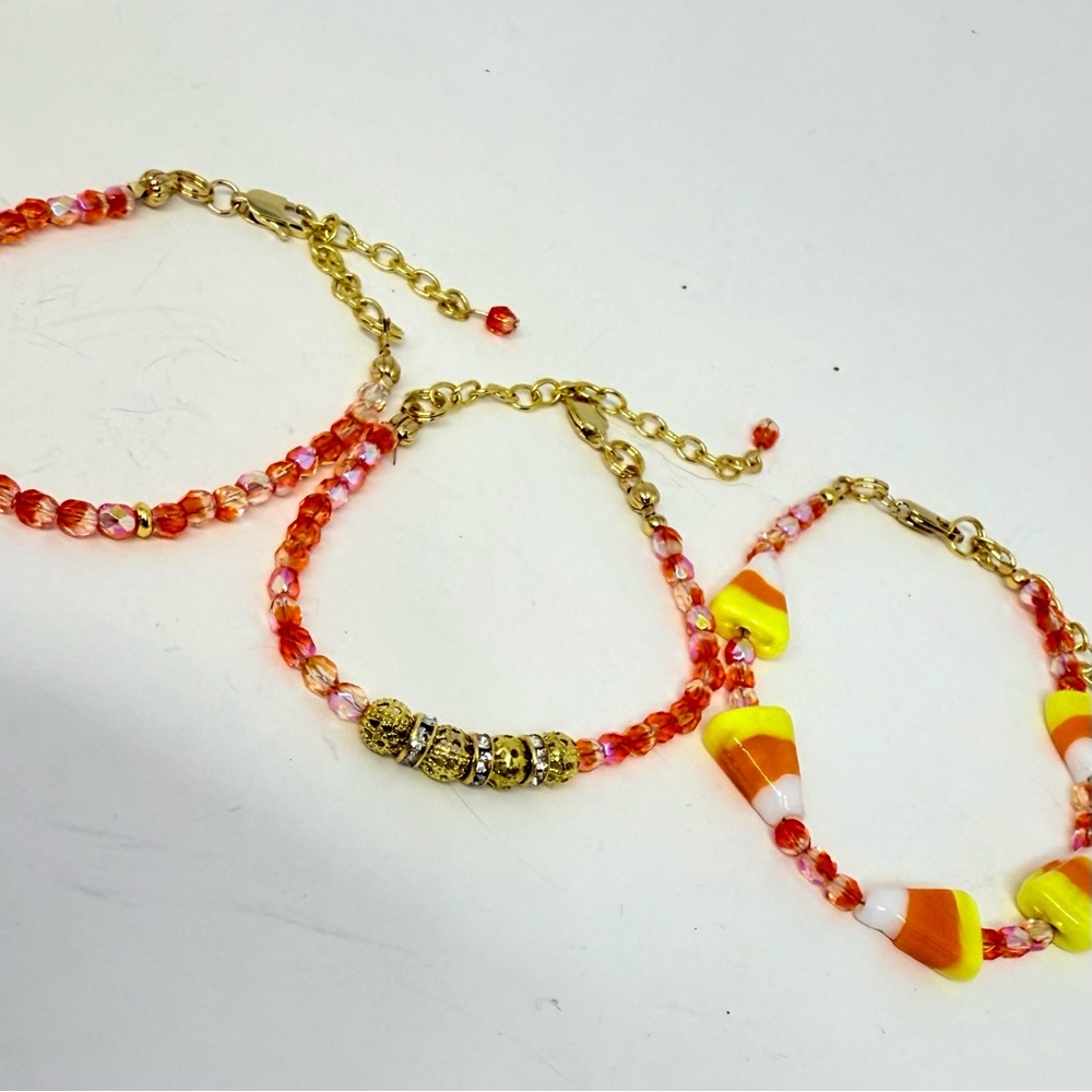 Hand Crafted Candy Corn Bracelet - Orange and Yellow - Picture 3 of 10